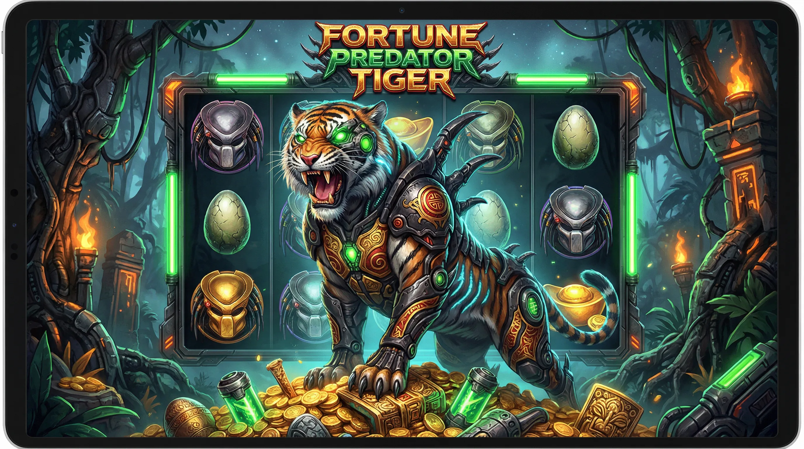 Fortune Tiger Predador - Tigre da sorte com armadura biomecânica de Predador